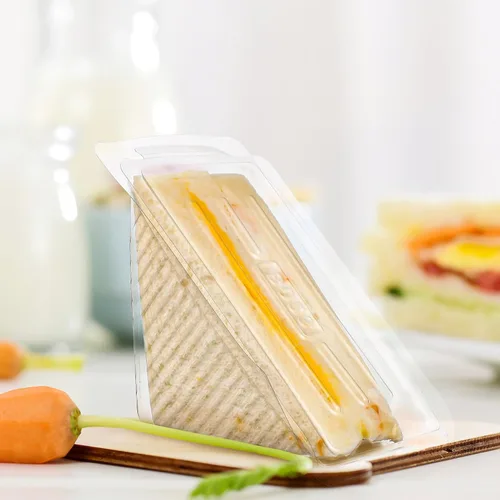 Miniatura 6 de DOITOOL Sandwich Case 50PCS Caja de embalaje de sándwich de plástico, recipientes de magdalena triángulo transparente para panadería, restaurante
