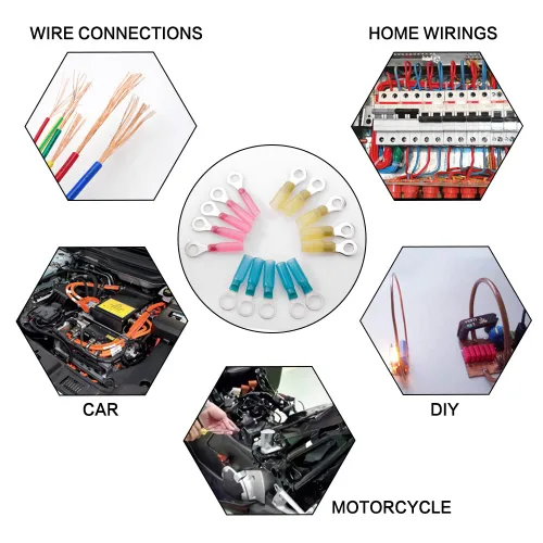 Miniatura 5 de Kit de 220 conectores de cable termorretráctil, terminales de anillo eléctrico con aislamiento impermeable, conectores a tope termorretráctiles