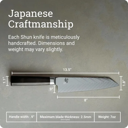 Miniatura 5 de Shun Cuchillo Kiritsuke de doble núcleo de 8 pulgadas, cuchillo de chef maestro, ideal para la preparación integral de alimentos, auténtico cuchillo