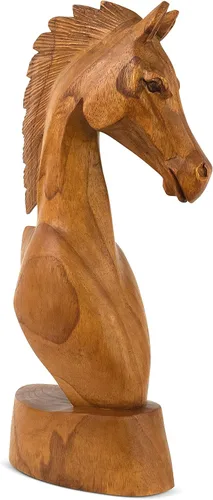 Miniatura 4 de G6 Collection Estatua de cabeza de caballo tallada a mano de madera tallada a mano, hecha a mano, decoración del hogar, figura decorativa de caballo