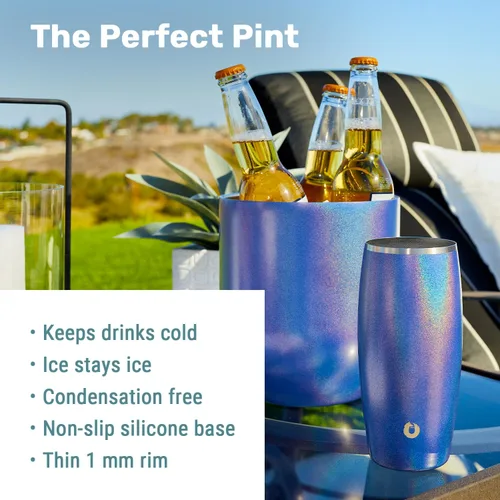 Miniatura 2 de SNOWFOX Vaso de cerveza de acero inoxidable con aislamiento al vacío de alta calidad, accesorios de bar en casa, elegante bartending, vasos de pinta