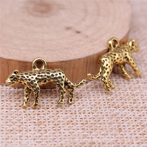 Miniatura 3 de 30 dijes de leopardo de aleación 3D de guepardo, dijes de animales de imitación de gato grande, accesorios para pulseras, collares, aretes