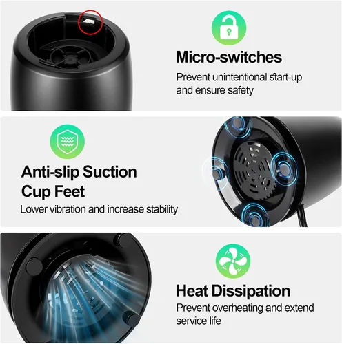 Miniatura 5 de OMMO Licuadora personal de 500 W para batidos, batidos y jugos con cuchillas de 4 aletas, vaso portátil Tritan de 17 onzas sin BPA, potente batidora