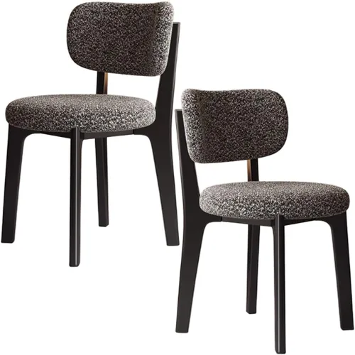 Miniatura 31 de YVYKFZD Solid Wood Dining Chairs, Fabric Dining Room Chair Set of 2/4/6, Upholstered Kitchen Chairs with Curved Backrest, Armless Living Room Chair