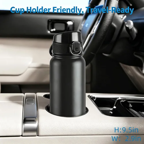 Miniatura 3 de GOPPUS Botella de agua de acero inoxidable aislada de 20 oz sin BPA, excelente para viajes, con tapa para beber - A prueba de fugas y sudor con tapa