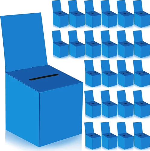 24 paquetes de cajas de rifa Urna Caja de sugerencias con ranura, cajas de cartón de rifa de 6 x 6 x 6 pulgadas con ranura para boletos y cabecera