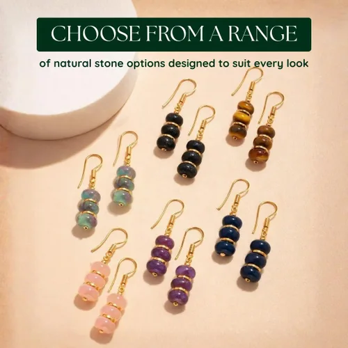 Miniatura 9 de Gempires - Aretes ligeros con cuentas hechas a mano, hipoalergénicos, chapados en oro, aretes colgantes para mujer