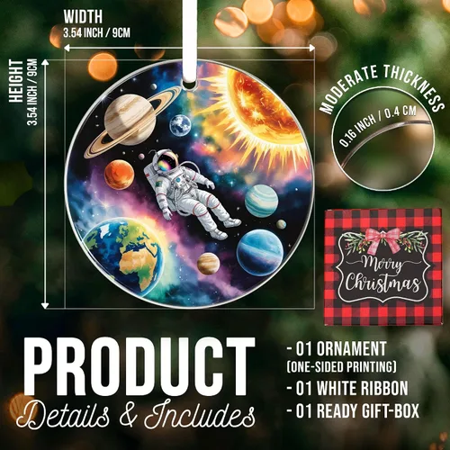 Miniatura 2 de ZAGKOO Adorno de Navidad de astronauta 2025 – Adornos espaciales del universo para árbol – Adorno de planeta y sistema solar para amantes