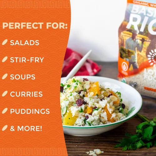 Miniatura 5 de Lotus Foods Regenerative - Arroz basmati blanco orgánico – Arroz blanco de grano largo sin gluten, vegano, sin OMG, uso para curry, salteados, pudín