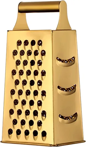 Rallador multifuncional de acero inoxidable con asa, cortador grande de 4 lados para jengibre, ajo, pepinos, zanahorias, queso, papa