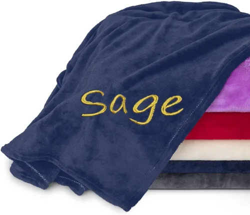 Miniatura 12 de Mantas personalizadas para adultos, manta personalizada con nombre bordado o monograma, funda de manta de forro polar suave para cama y sofá