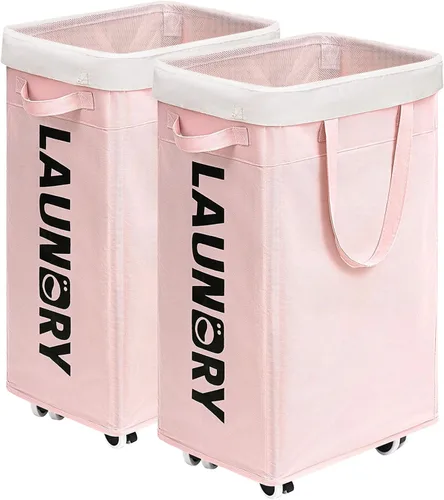 Miniatura 24 de Goodpick - Cesta de lavandería con ruedas, 75L, esenciales para dormitorio de universidad, cesta de ropa con bolsa de lavado extraíble para blanco