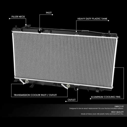 Miniatura 2 de DNA Motoring OEM-RA-13068 Radiador de núcleo de aluminio de 1 fila compatible con Honda Fit 09-13, 28-3/8 pulgadas de ancho x 13-3/4 pulgadas
