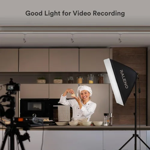Miniatura 7 de RALENO Kit de iluminación Softbox, iluminación fotográfica Softbox de 20 x 28 pulgadas con bombillas LED (50 W 5500 K TLCI ≥97), iluminación
