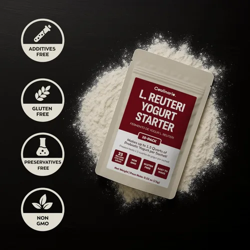 Miniatura 3 de Coolinario L Reuteri - Iniciador de yogur (paquete de 10, bolsitas de 0.05 onzas), cultivo de yogur con probióticos Lactobacillus Reuteri Cremoso