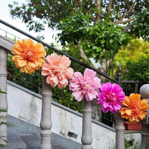 Miniatura 9 de 12 flores de papel de seda, 12 pulgadas, coloridas flores gigantes de papel crepé para pared, flores grandes para boda, cumpleaños, baby shower