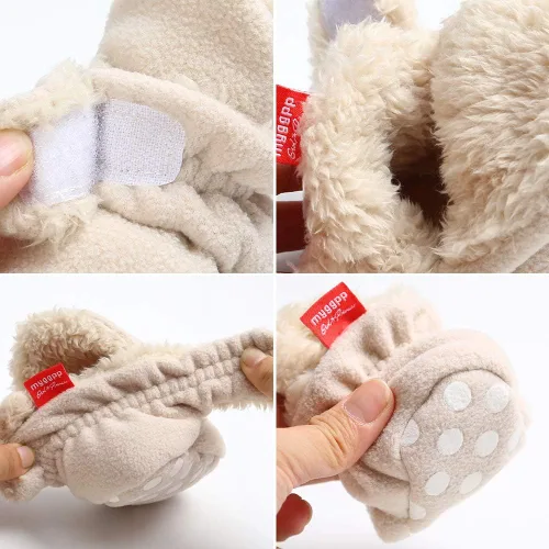 Miniatura 8 de Botas de forro polar para recién nacido, cálidas y cálidas, para invierno, para niños, antideslizantes, suela suave