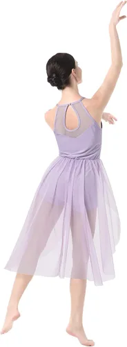 Miniatura 7 de Vestido de baile lírico para mujer, diseño de flor halter, disfraz de baile contemporáneo, vestido de ballet para adultos
