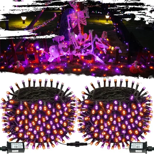 Miniatura 15 de Guirnalda de luces de Navidad, paquete de 2 unidades, se pueden conectar entre si, 164 pies, 400 focos LED rojos, impermeables, para interiores