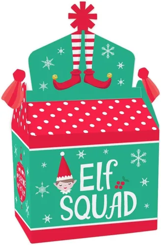 Big Dot of Happiness Elf Squad - Caja de golosinas para fiestas – Cajas de elfo para niños para Navidad y fiesta de cumpleaños – Juego de 12