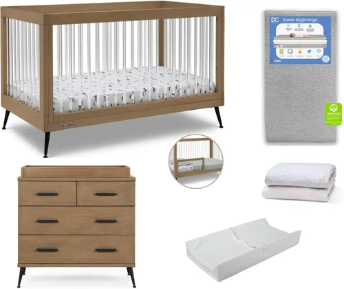 Miniatura 12 de Delta Children Sloane Crib - Juego de muebles de bebé de 7 piezas, incluye: cuna convertible, cómoda, cambiador, colchón de cuna, sábanas bajeras