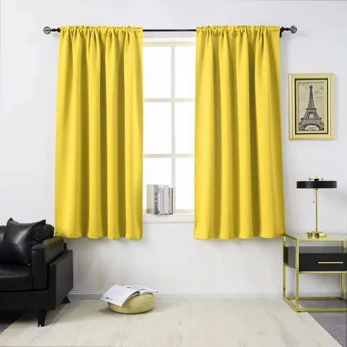 Miniatura 37 de DUALIFE Cortinas opacas de 45 pulgadas de largo, 2 paneles para ventanas pequeñas de dormitorio, aislamiento térmico, bolsillo para barra, cortinas