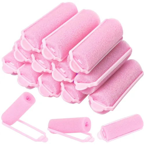 12 rodillos de esponja de espuma de 2.4 pulgadas, rizadores de pelo para dormir, rizador sin calor, peinados de Mardi Gras, color rosa