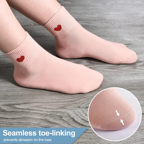 Miniatura 3 de Calcetines finos de algodón para mujer, calcetines suaves por encima del tobillo, 6 pares de calcetines divertidos con corazón novedoso
