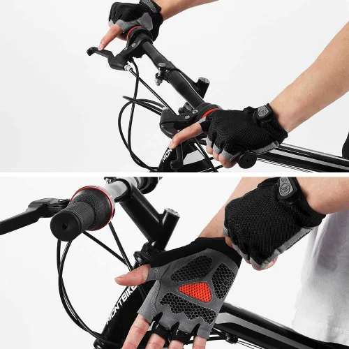 Miniatura 8 de Accmor Guantes de ciclismo para hombres y mujeres, guantes de bicicleta de medio dedo, guantes de bicicleta MTB, guantes antideslizantes que