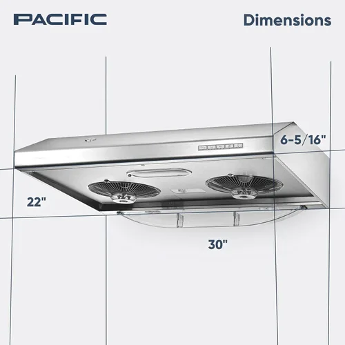 Miniatura 3 de Pacific Campana de ventilación de cocina AC30BS – Campana extractora debajo del gabinete de 30 pulgadas – Ventilación de campana de acero inoxidable