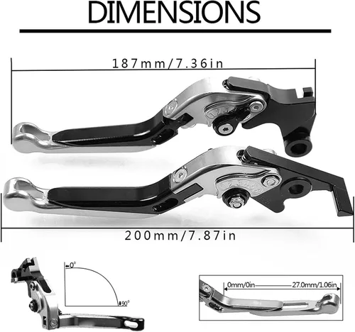 Miniatura 2 de Accesorios de motocicleta Ajustable Plegable Extensible Palanca de Embrague de Freno Manillar Manillar Agarraderas Tapón CNC para Kawasaki Z300