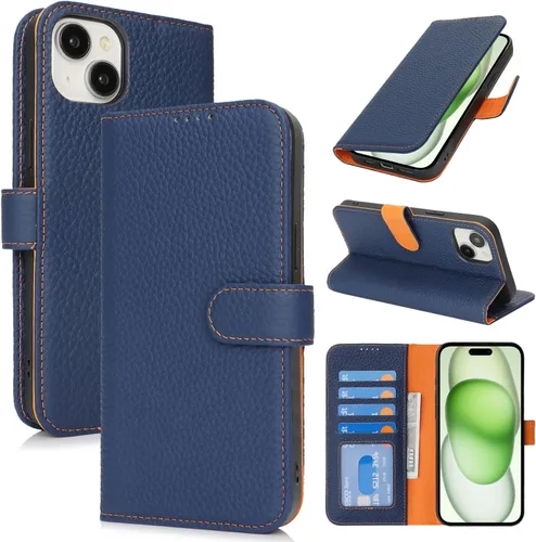Miniatura 185 de Zouzt Funda para iPhone 11 de 6.1 pulgadas de piel auténtica con 4 ranuras para tarjetas, tarjetero con bloqueo RFID, tapa magnética, función atril