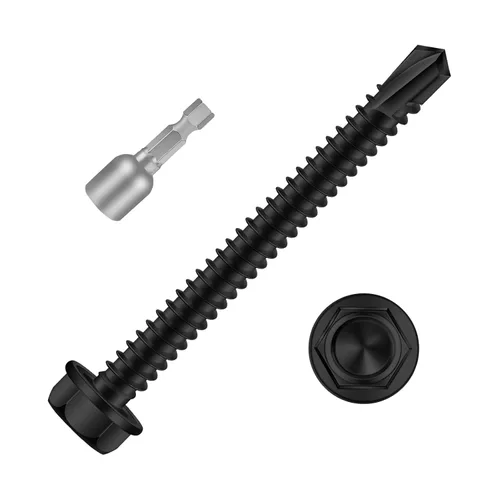 Miniatura 18 de Mellewell Tornillos autoperforantes con cabeza hexagonal de 1/2 pulgada, tornillos de chapa autoperforantes, acero inoxidable 410, 100
