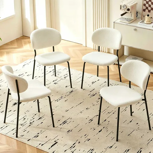 Miniatura 22 de Homedot Juego de 2 sillas de comedor tapizadas negras, modernas sillas de cocina de mediados de siglo tapizadas con cojín acolchado para comedor