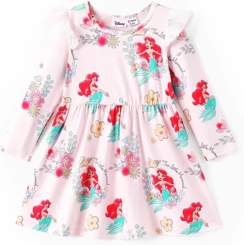 Disney - Vestido de princesa de Frozen, Elsa, Minnie, Mickey, Stitch, con mangas con volantes, acampanado, manga larga, ropa para niños, de bebé a
