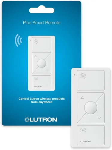 Lutron Pico Remote para Caseta Smart Fan Control de velocidad, control de 3 botones, para uso en mesa o montaje en pared, PJ2-3BRL-WH-F01R, color