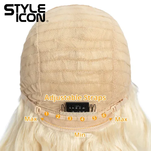 Miniatura 8 de Style Icon Pelucas de encaje frontal de 36 pulgadas, peluca ondulada súper larga, color blanco dorado con abuelitos, densidad del 130 %, peluca 613