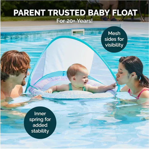 Miniatura 4 de SwimWays Flotador de Resorte para Bebé, Flotador de Piscina para Bebé con Toldo y Protección UPF, Accesorios de Piscina para Niños de 9-24 Meses