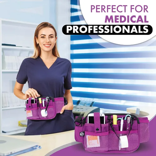 Miniatura 24 de First Lifesaver Riñonera para enfermera con múltiples compartimentos y soporte de cinta para enfermeras y estudiantes de enfermería, Negro