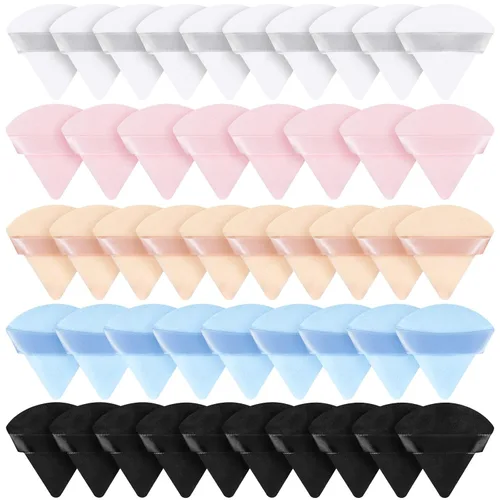Suclain 48 esponjas triangulares de terciopelo suave para maquillaje de rostro, esponjas triangulares para maquillaje cosmético húmedo y seco,