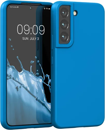 kwmobile Funda compatible con Samsung Galaxy S22 - Funda de silicona TPU con acabado suave - Blue Reef