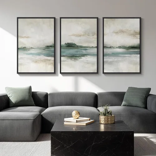 Miniatura 28 de Framed Sage Green Abstract Landscape Wall Art for Bedroom, 3 Piece Modern Canvas Prints Paintings Artwork for Walls, Minimalist Nature Pictures for