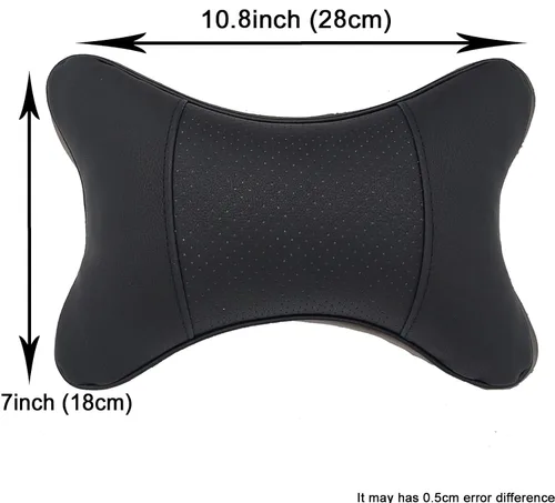 Miniatura 2 de Almohadas cervicales para el cuello del automóvil, 2 unidades, almohadas cervicales de piel sintética para viajes, almohadas rellenas de fibra Negro