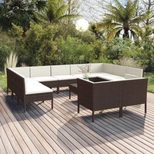 Miniatura 13 de Juego de salón de patio de 9 piezas con cojines, sofá al aire libre, juego de bar de patio, muebles modernos de exterior, banco de comedor