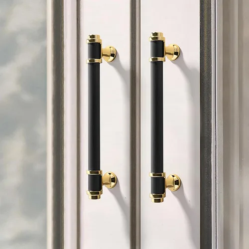 Miniatura 5 de Paquete de 5 manijas de gabinete de cocina en negro mate y dorado, pomos modernos para cajones de tocador para baño, dormitorio, armario, accesorios