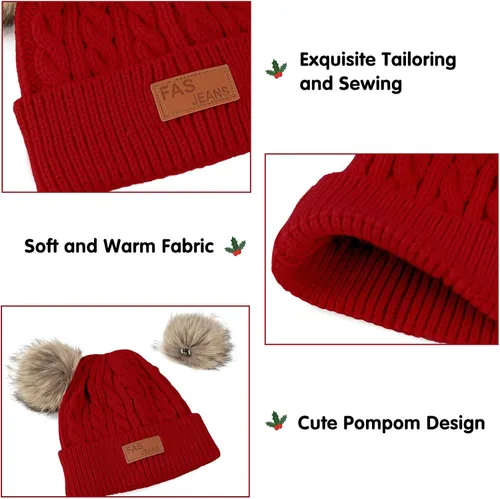 Miniatura 2 de Century Star Toddler Beanie Baby Girls Winter Hat - 6-36 Months Warm Knit Pom Pom Hats for Gils Boys