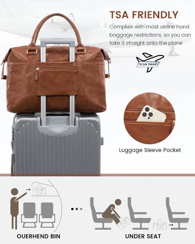 Miniatura 4 de Bolsa de viaje acolchada Weekender Bag para mujer, Marrón, Vintage