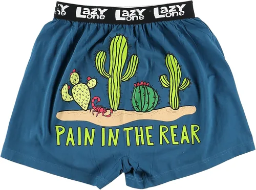 Lazy One - Bóxer corto con estampados de animales divertidos, ropa interior novedosa y divertida, regalos chistosos para hombres, calzoncillos bóxer