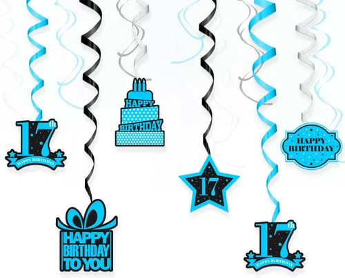 Miniatura 9 de Cartel colgante de feliz cumpleaños número 10 con diseño de remolinos y estrellas, confeti de felicitación a los 10 años de edad, cumpleaños, Hello
