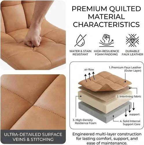 Miniatura 9 de ZckyCine Mesa de Comedor Moderna de Mediados de Siglo y Sillas para 4 Rectangular de Madera Expandible que Ahorra Espacio Multifuncional Marrón